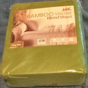 Sheet Set Green King Size 4 Piece Bamboo Viscose Blend  Lux Decor Collection New